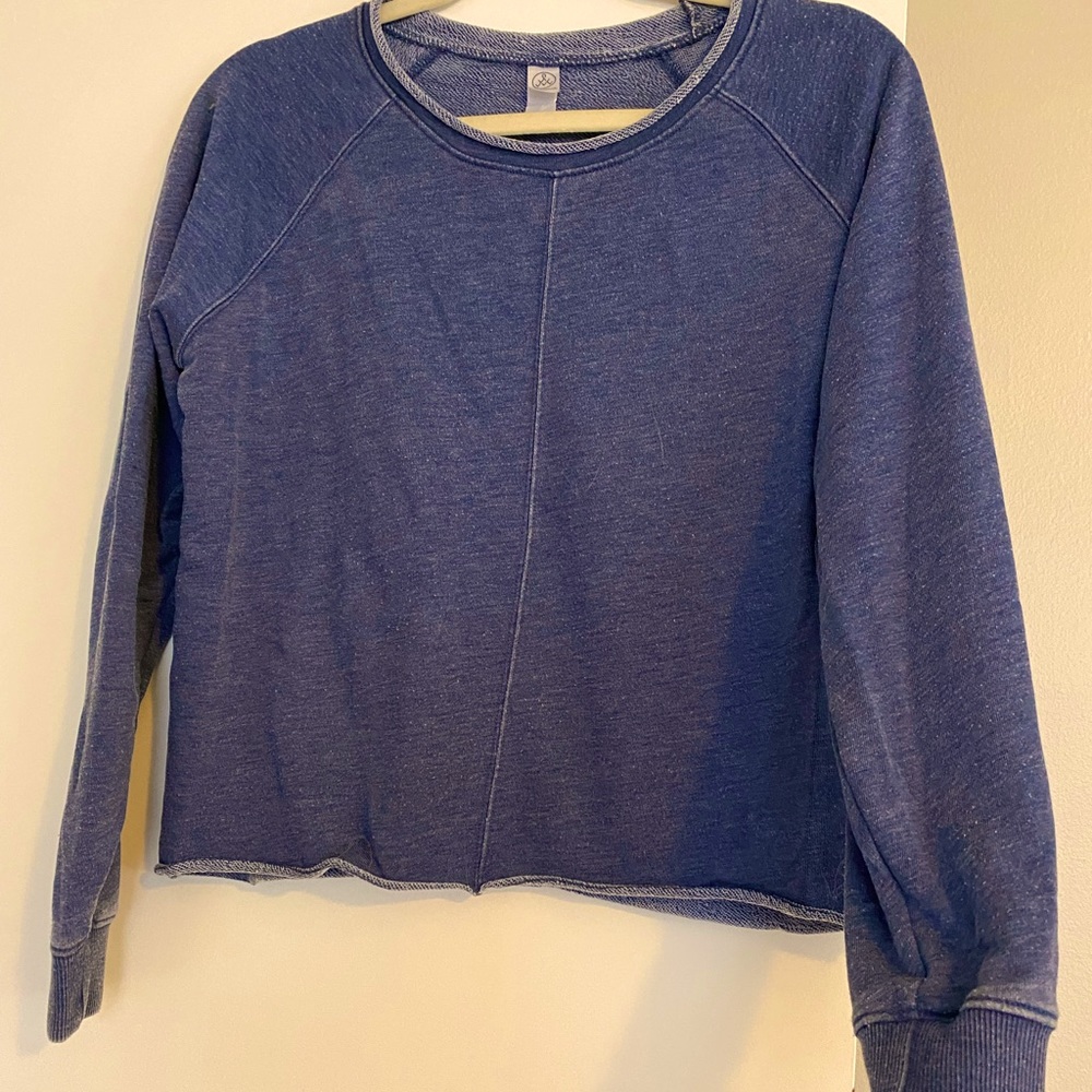 Alternative Apparel Cropped Stone-Washed Denim Sweatshirt